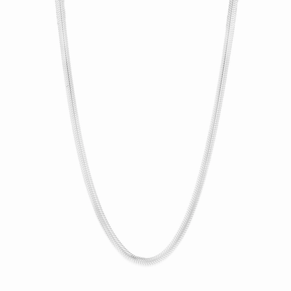 Sterling Silver Oval Snake 37 5cm Chain