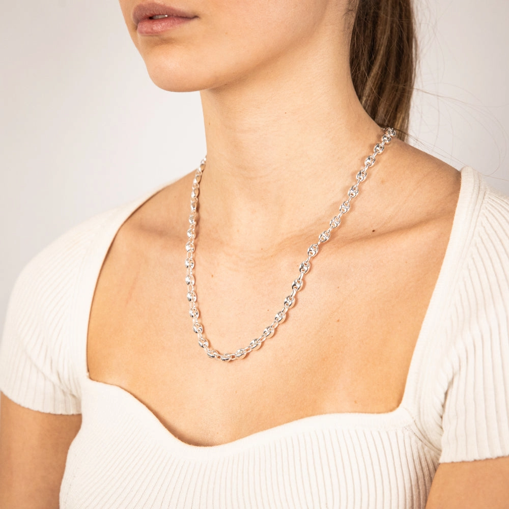 Sterling Silver Puff 50.5cm Chain