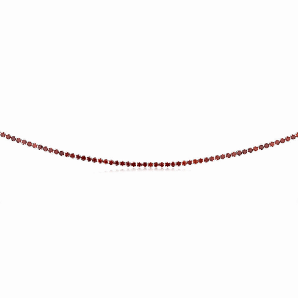 Sterling Silver Red Cubic Zirconia On 32 10cm Chain