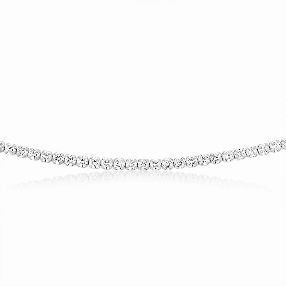 Sterling Silver Rhodium Plated 3mm Cubic Zirconia 45cm Chain