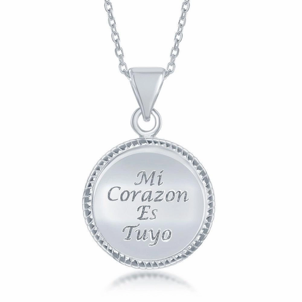 Sterling Silver Rope Style Circle Shiny Pendant