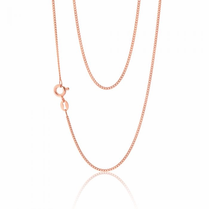 Sterling Silver Rose Plated 45cm Curb Dicut Chain