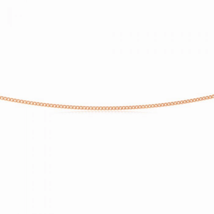 Sterling Silver Rose Plated 45cm Curb Dicut Chain