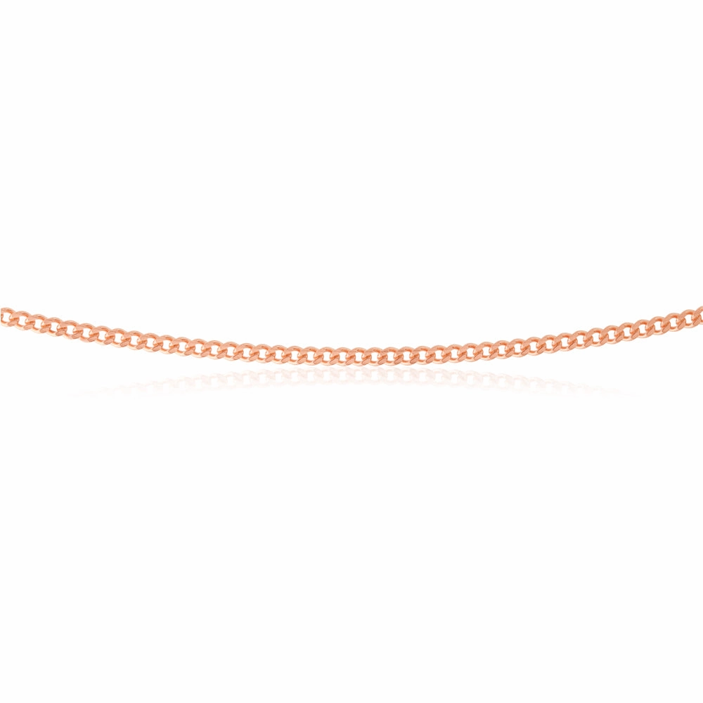 Sterling Silver Rose Plated 60 Gauge 50cm Curb Dicut Chain