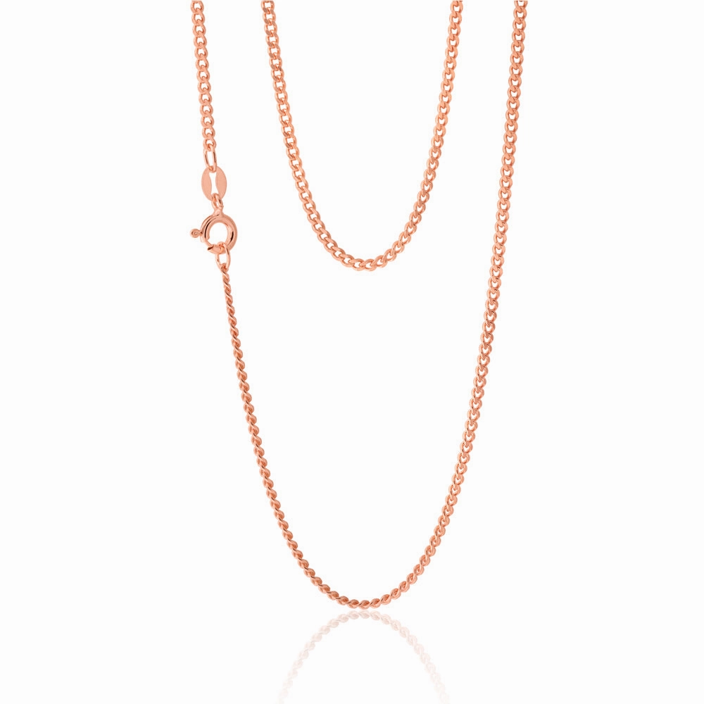 Sterling Silver Rose Plated 60 Gauge 55cm Curb Dicut Chain