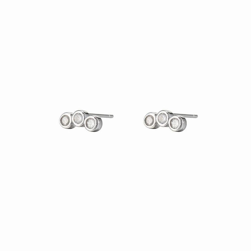 Sterling Silver Round CZ Earrings