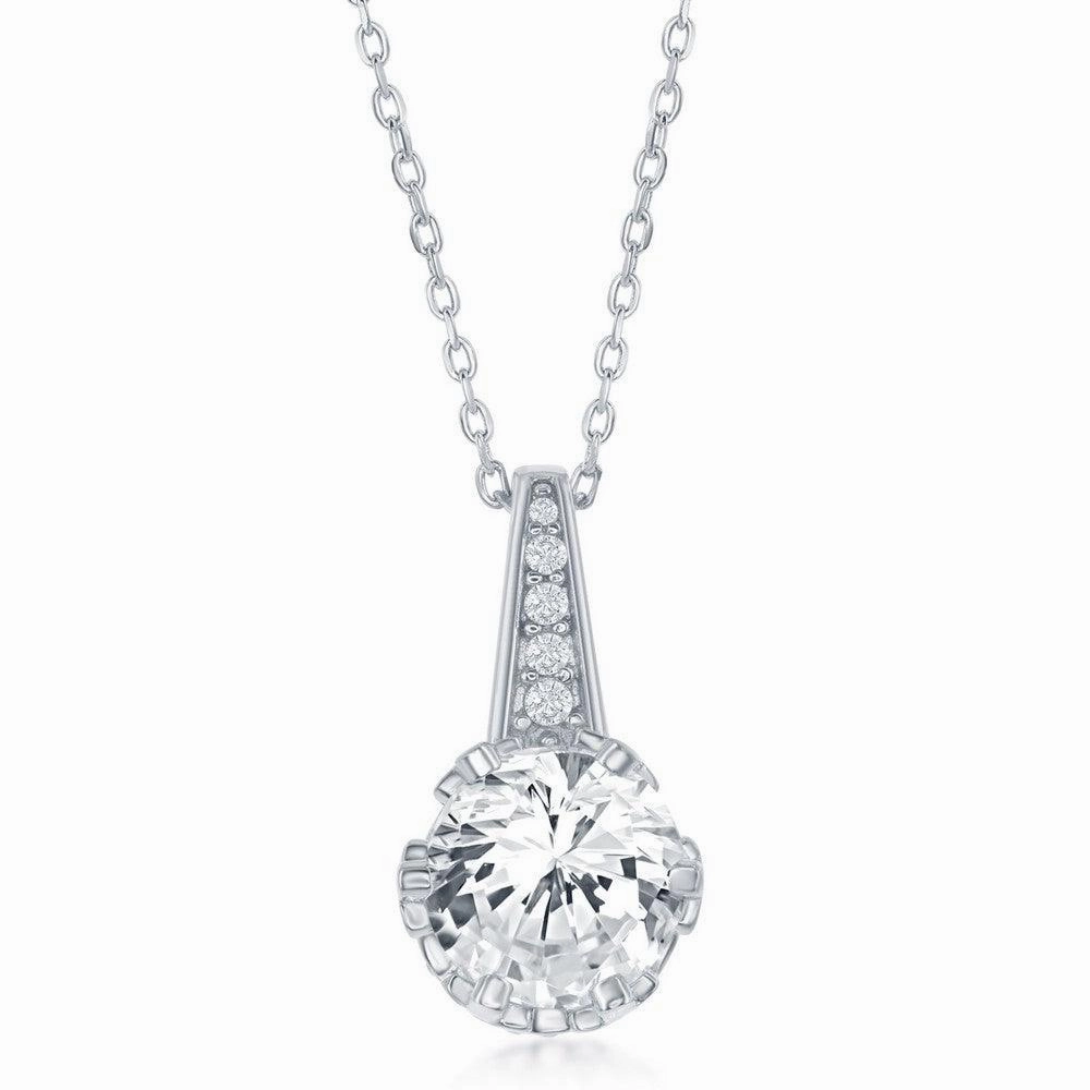 Sterling Silver Round CZ Pendant