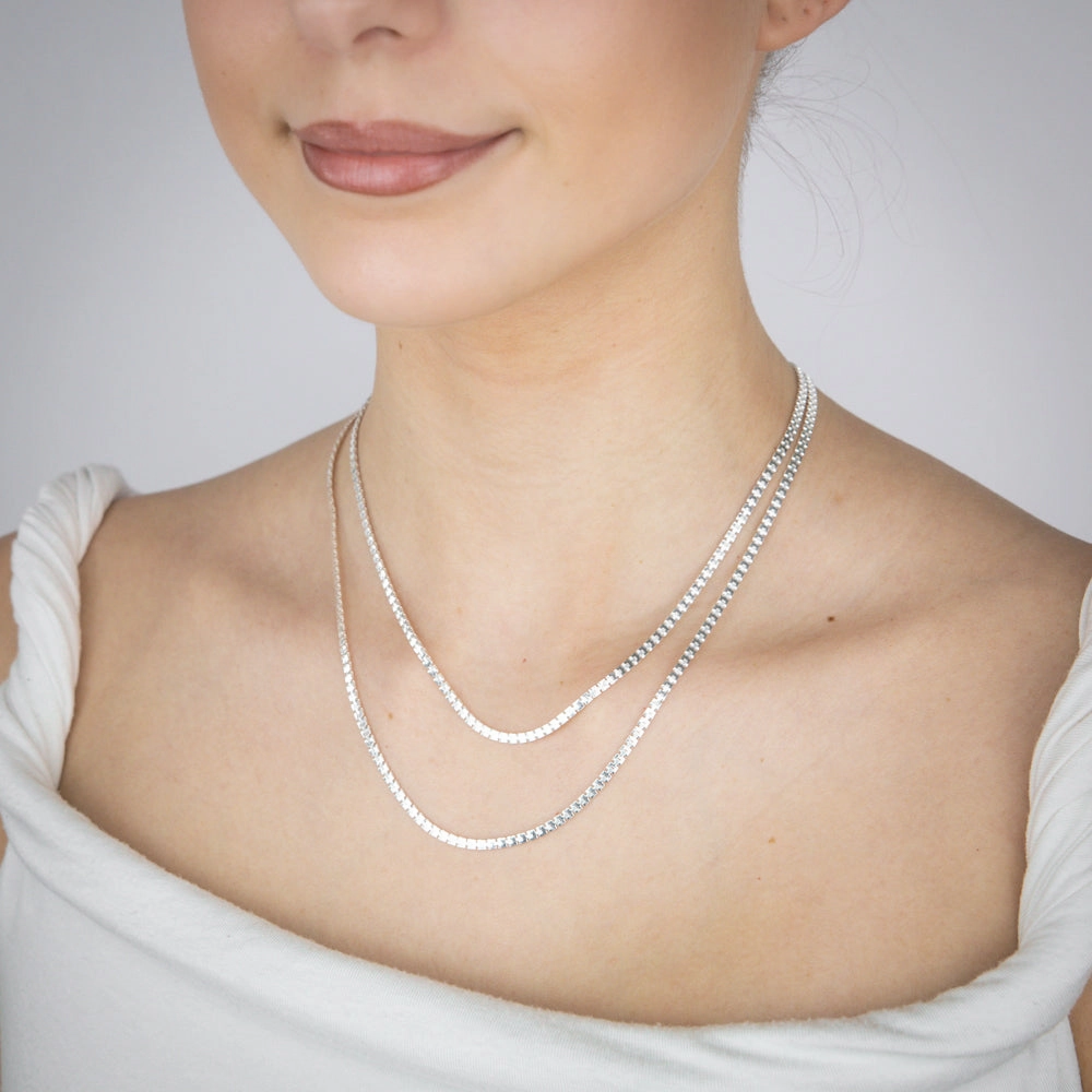 Sterling Silver Stamped Fancy Double Strand 41 5cm Chain