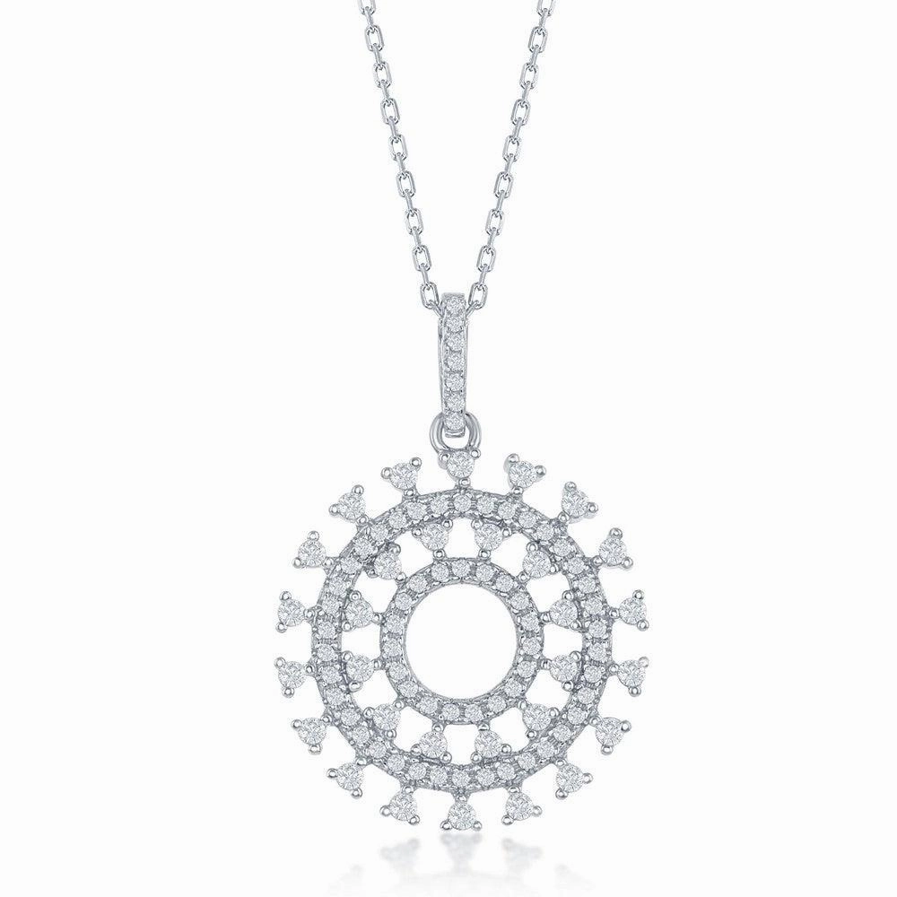 Sterling Silver Sun Design CZ Pendant