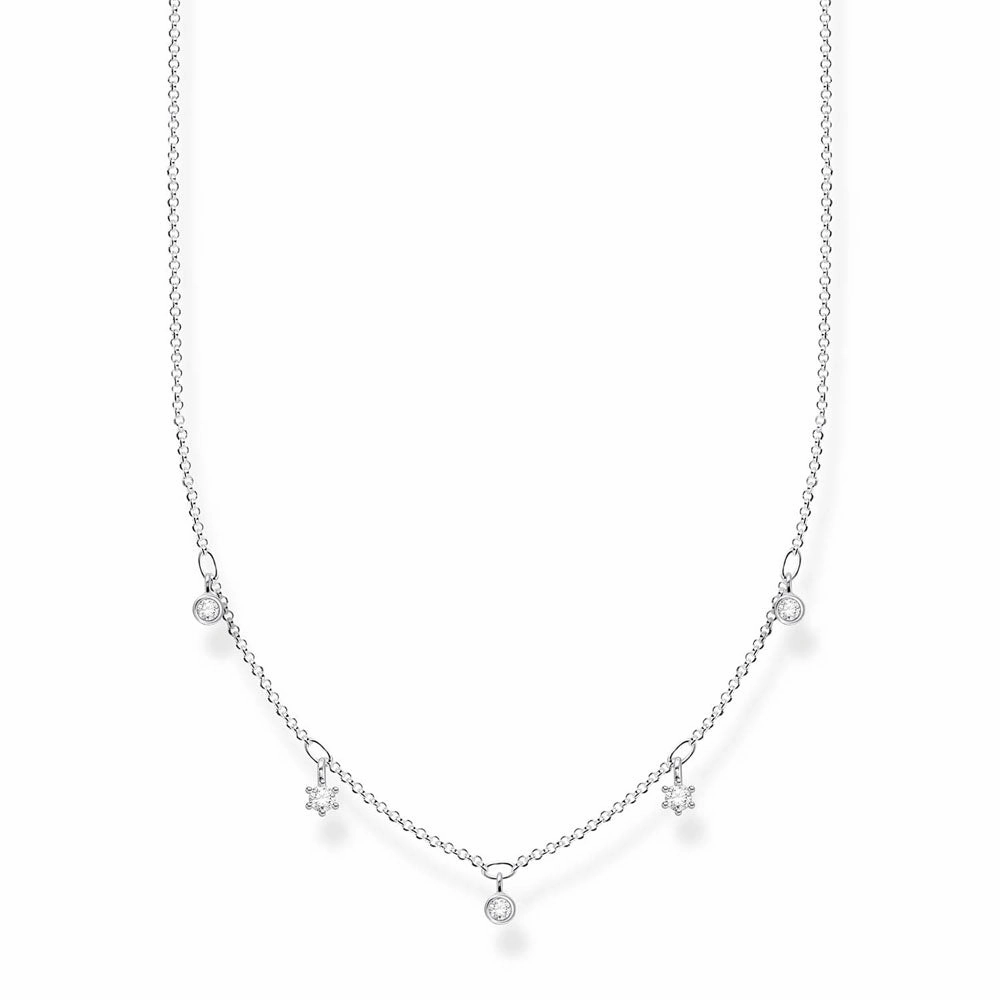 Sterling Silver Thomas Sabo Charm Club Zirconia Necklace 40-45cm
