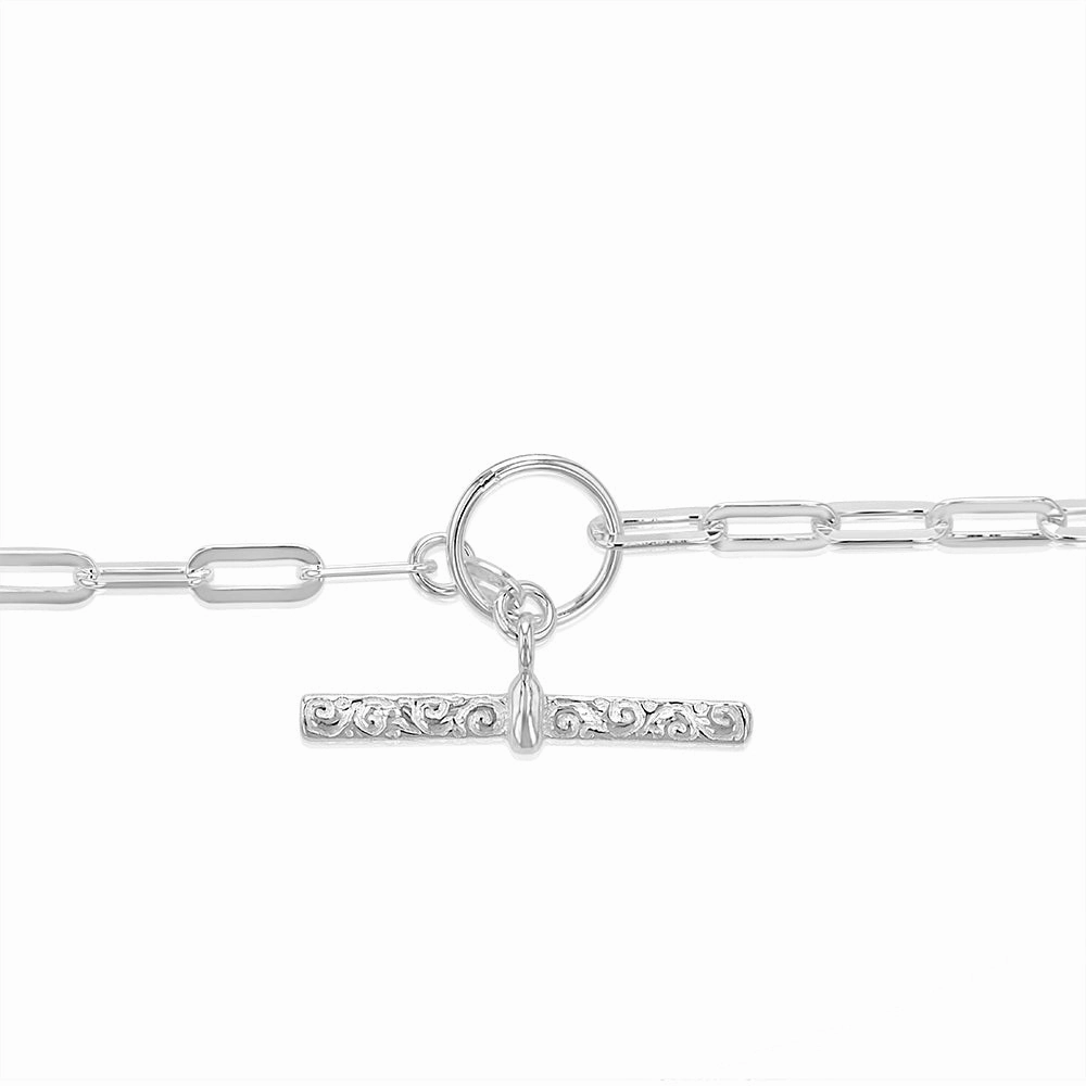 Sterling Silver Toggle Bar Paperclip 45cm Chain