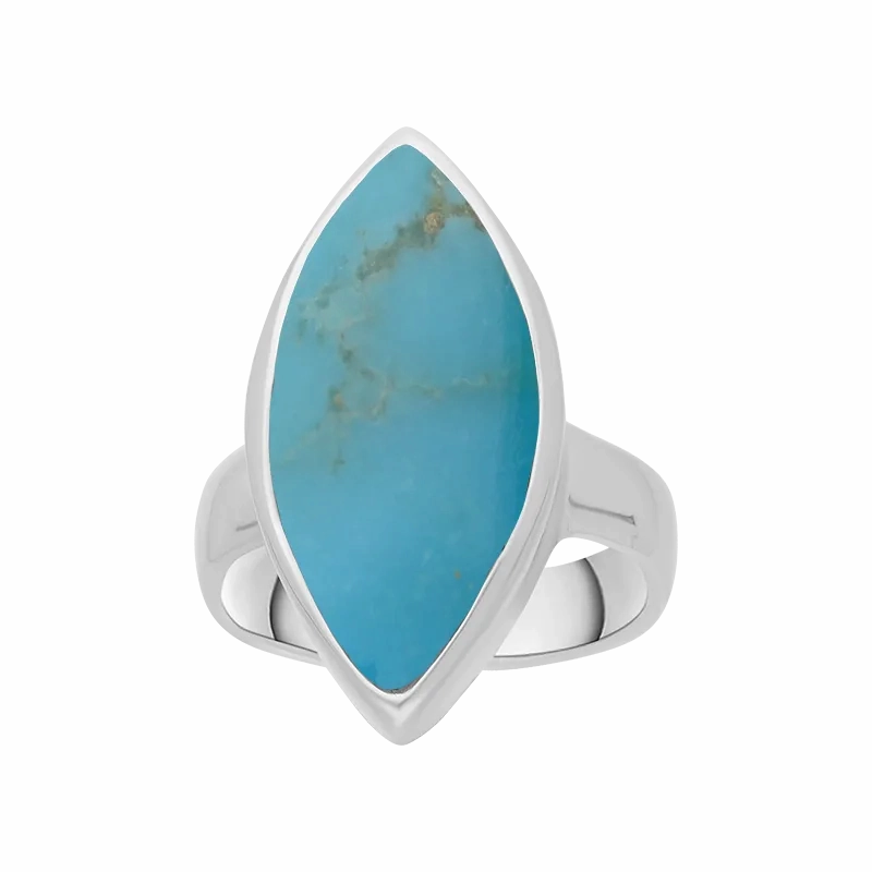 Sterling Silver Turquoise Chunky Marquise Ring D