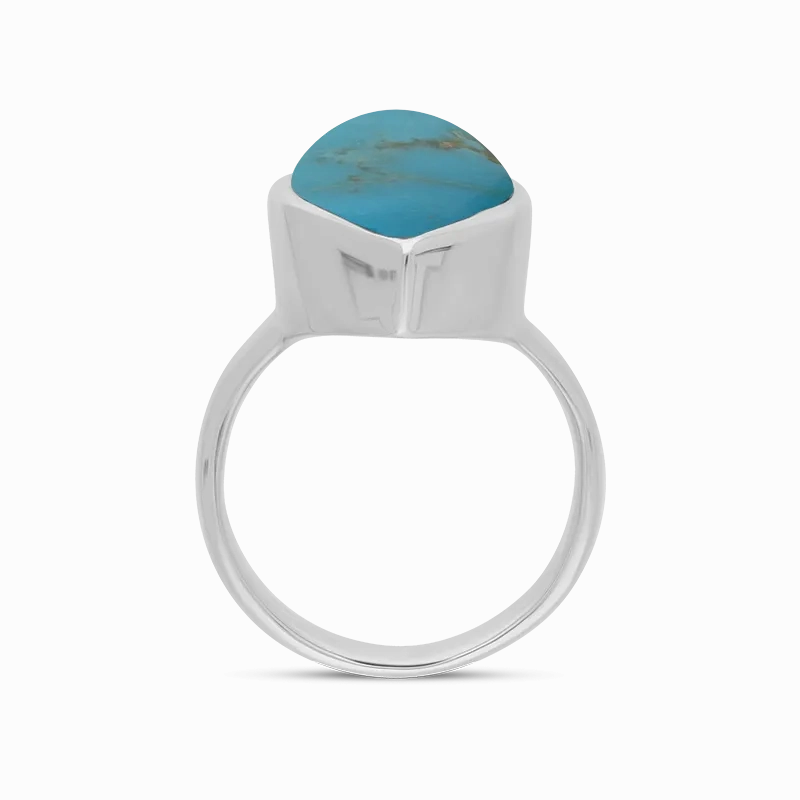 Sterling Silver Turquoise Chunky Marquise Ring D