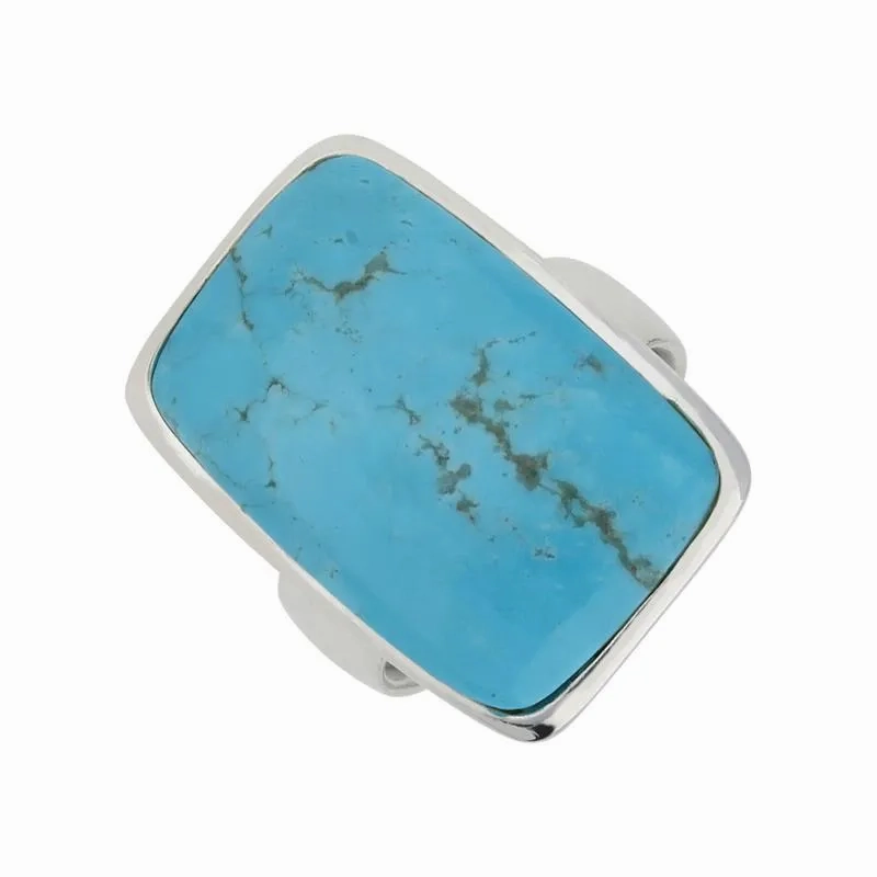 Sterling Silver Turquoise Chunky Oblong Ring D