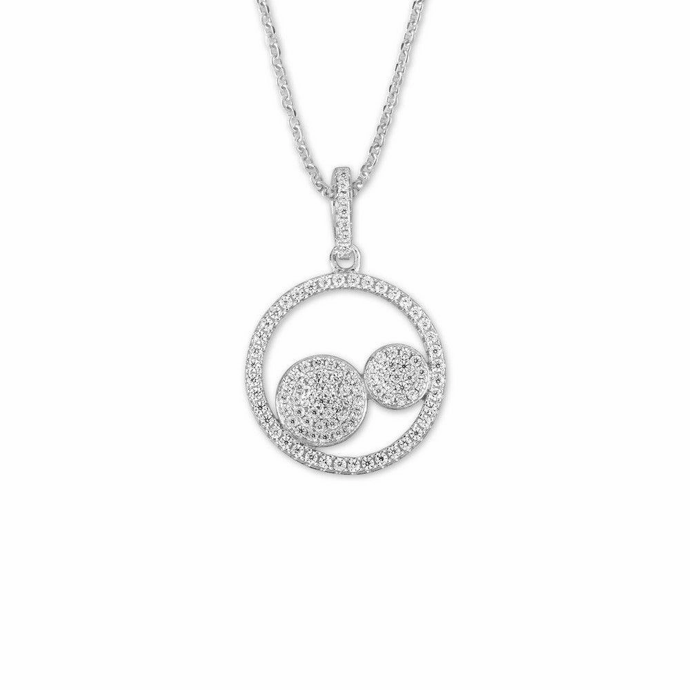 Sterling Silver Two Center CZ Circles Pendant
