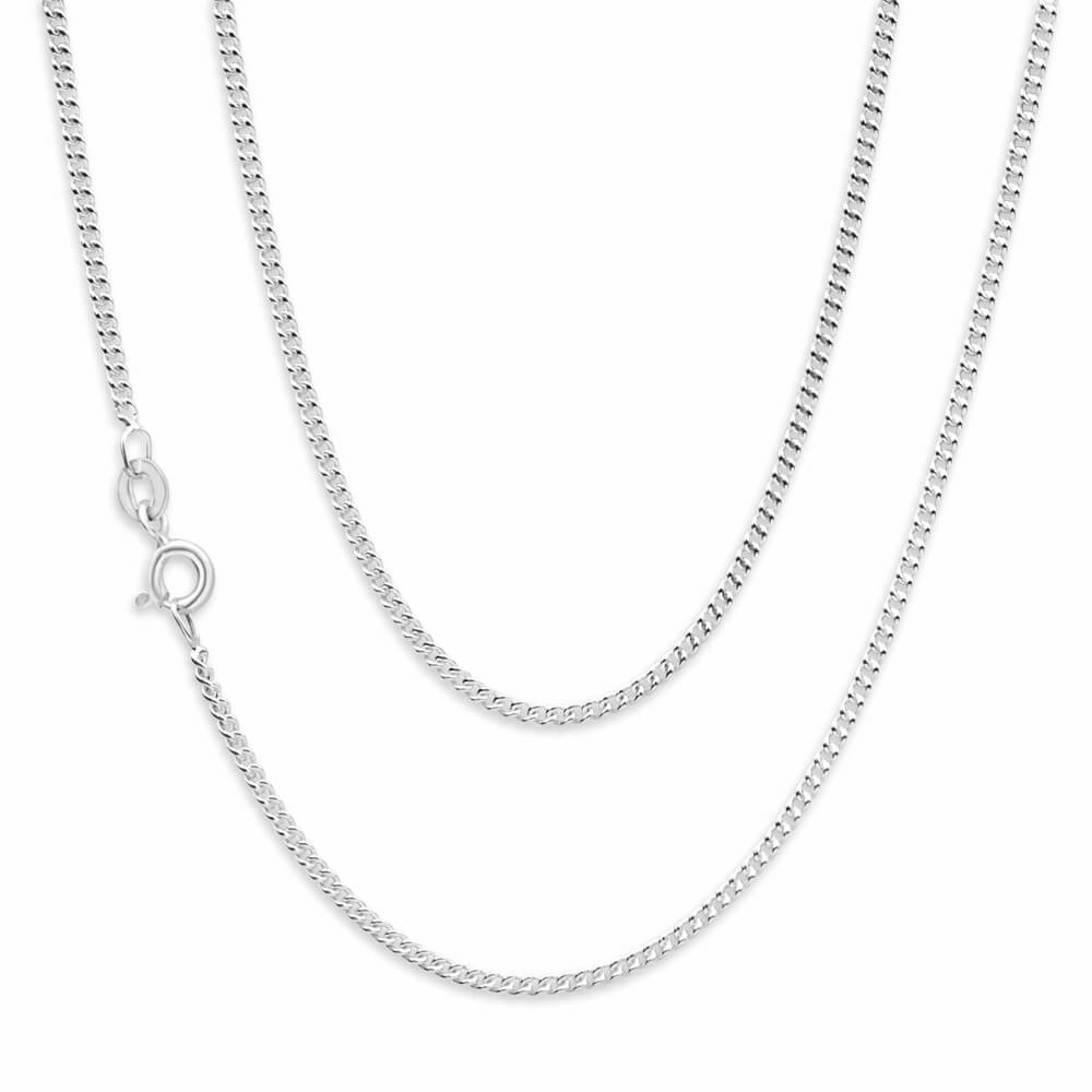 Sterling Silver Unisex Curb 50 Gauge 45cm Chain