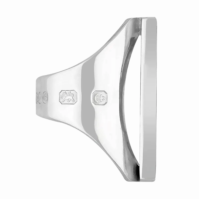 Sterling Silver Whitby Jet Hallmark Large Square Ring