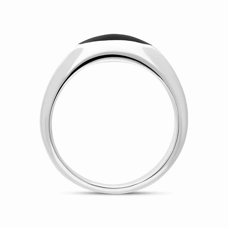 Sterling Silver Whitby Jet Slim Signet Ring