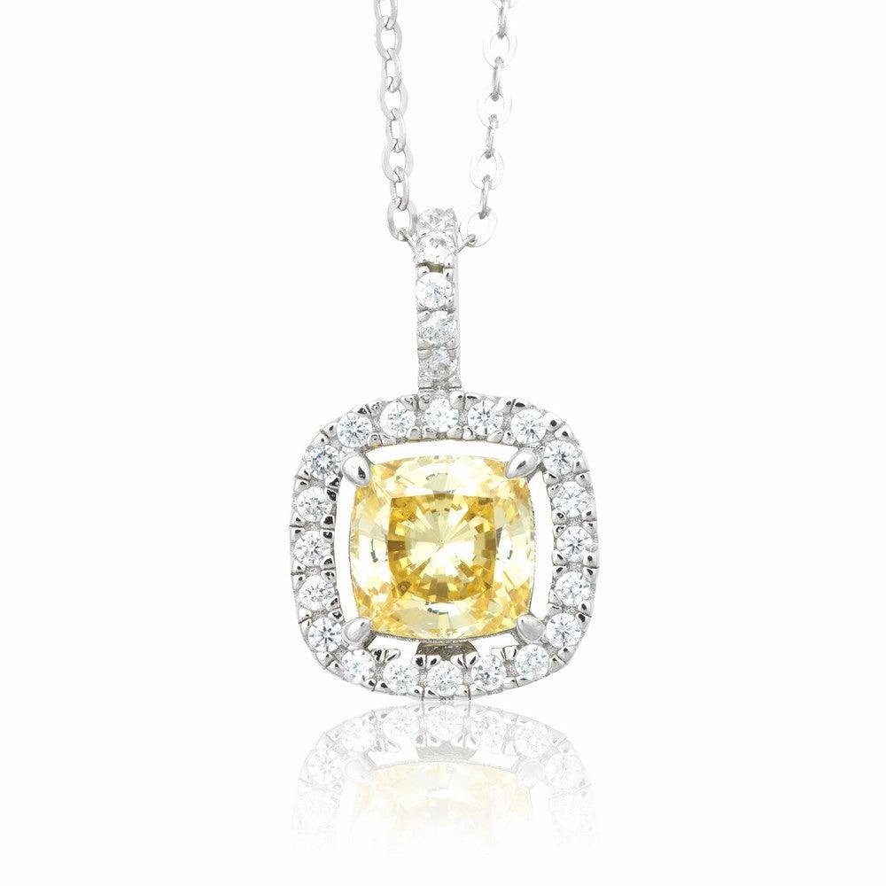 Sterling Silver White CZ Micro Pave Canary Pendant