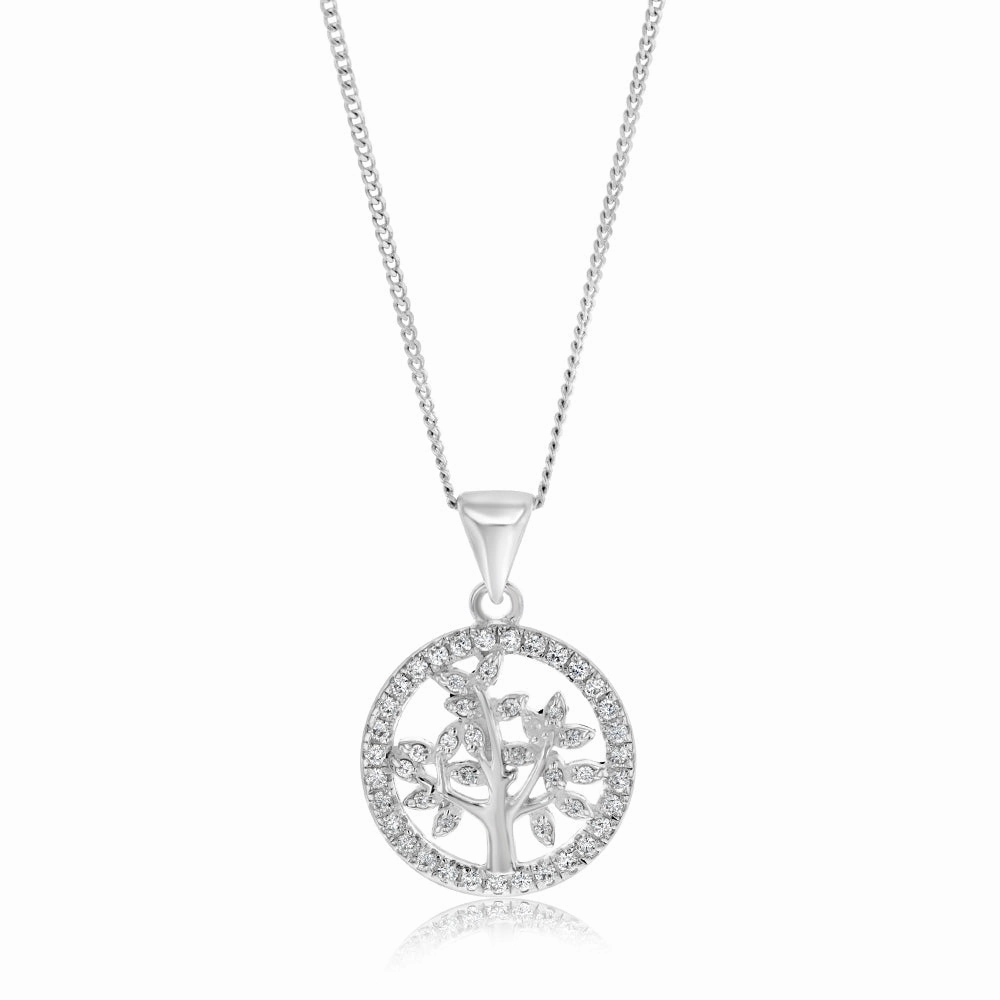 Sterling Silver Zirconia Tree Of Life Pendant