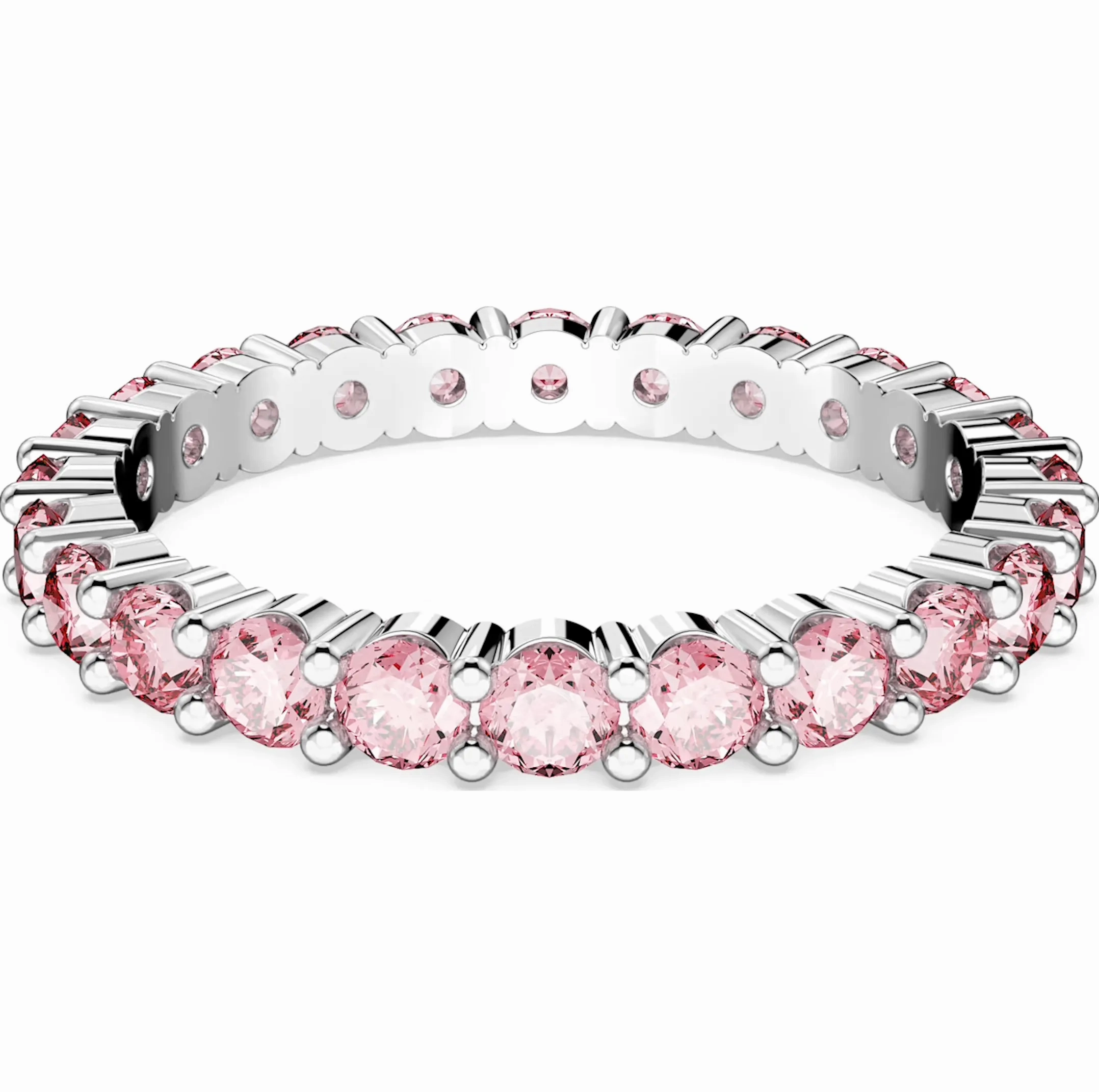 Swarovski Matrix Rhodium Plated Pink Crystal Ring 55