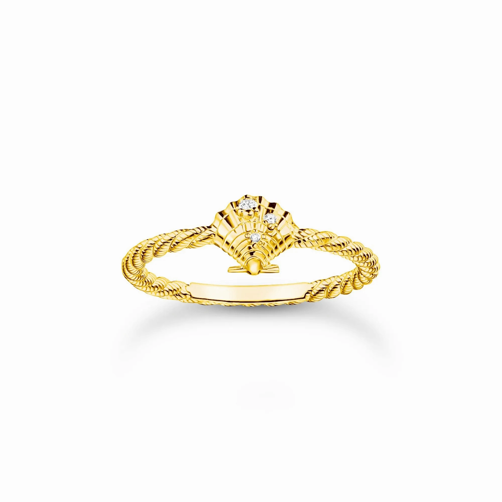 Thomas Sabo Charm Club Yellow Gold Plated Sterling Silver Shell Ring D
