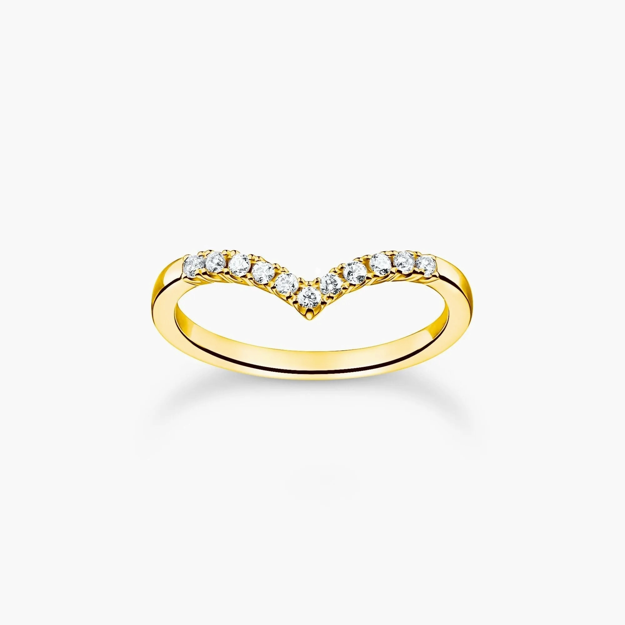 Thomas Sabo Charm Club Yellow Gold Plated Sterling Silver V-Shape Ring D