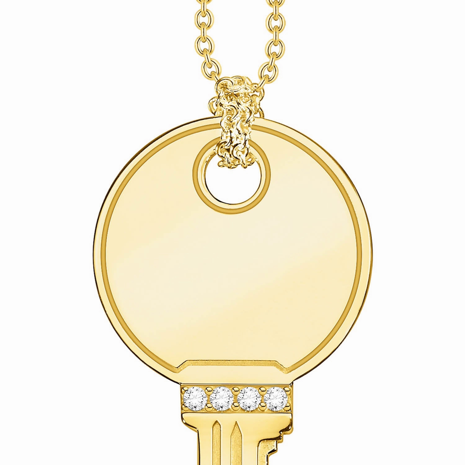Thomas Sabo Engrav Gold Plated Sterling Silver Round Key CZ on 45-50cm Chain
