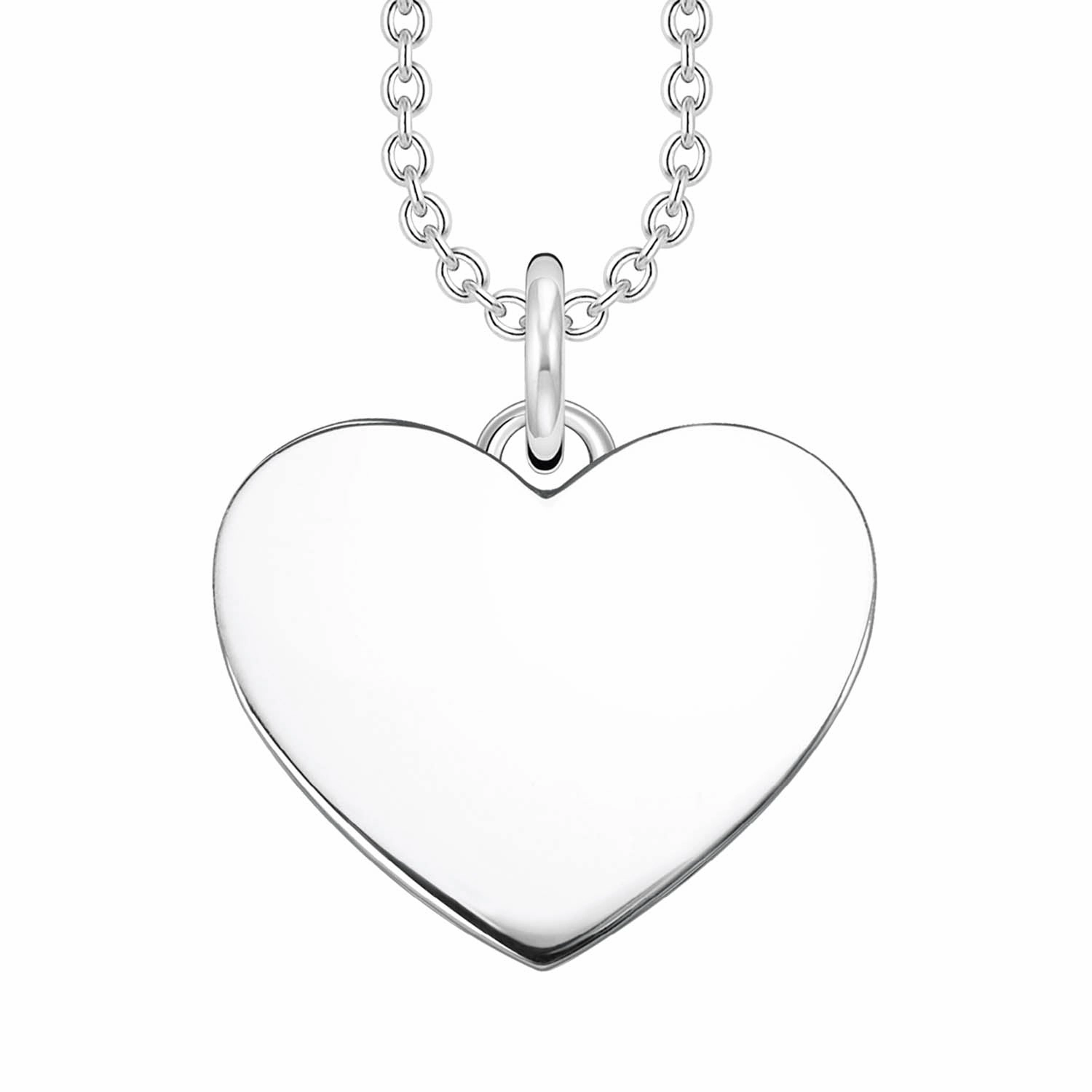 Thomas Sabo Engrav Sterling Silver CZ Heart Disc 40-45cm Chain