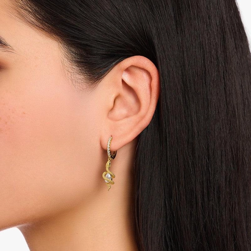 Thomas Sabo Gold-plated Hoop Earrings with Pendant Tempting Romance