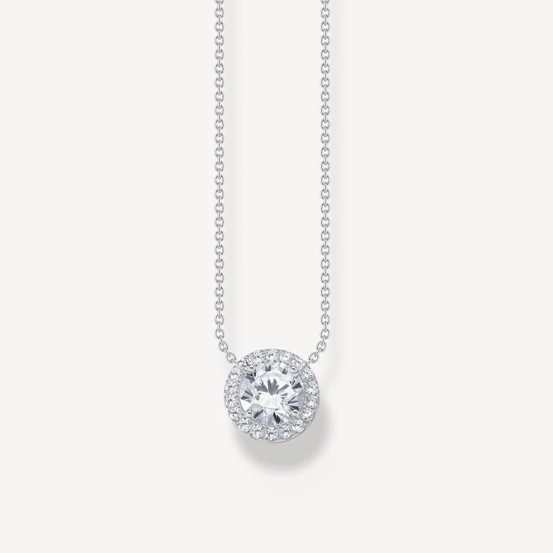 Thomas Sabo Silver Necklace with Halo Pedant & White Zirconia