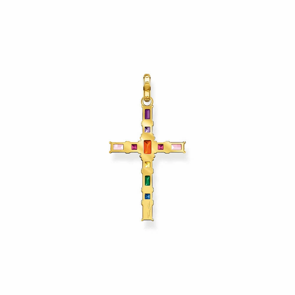 Thomas Sabo Sterling Silver Gold Plated Rainbow Heritage Deco Cross