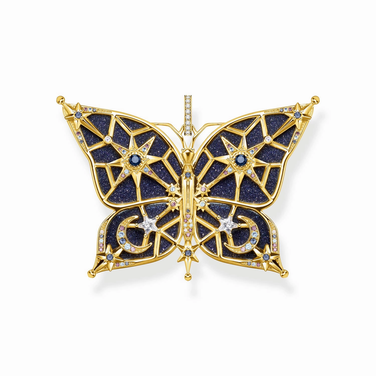 Thomas Sabo Sterling Silver Yellow Gold Plated Magic Stars Blue Butterly Pendant