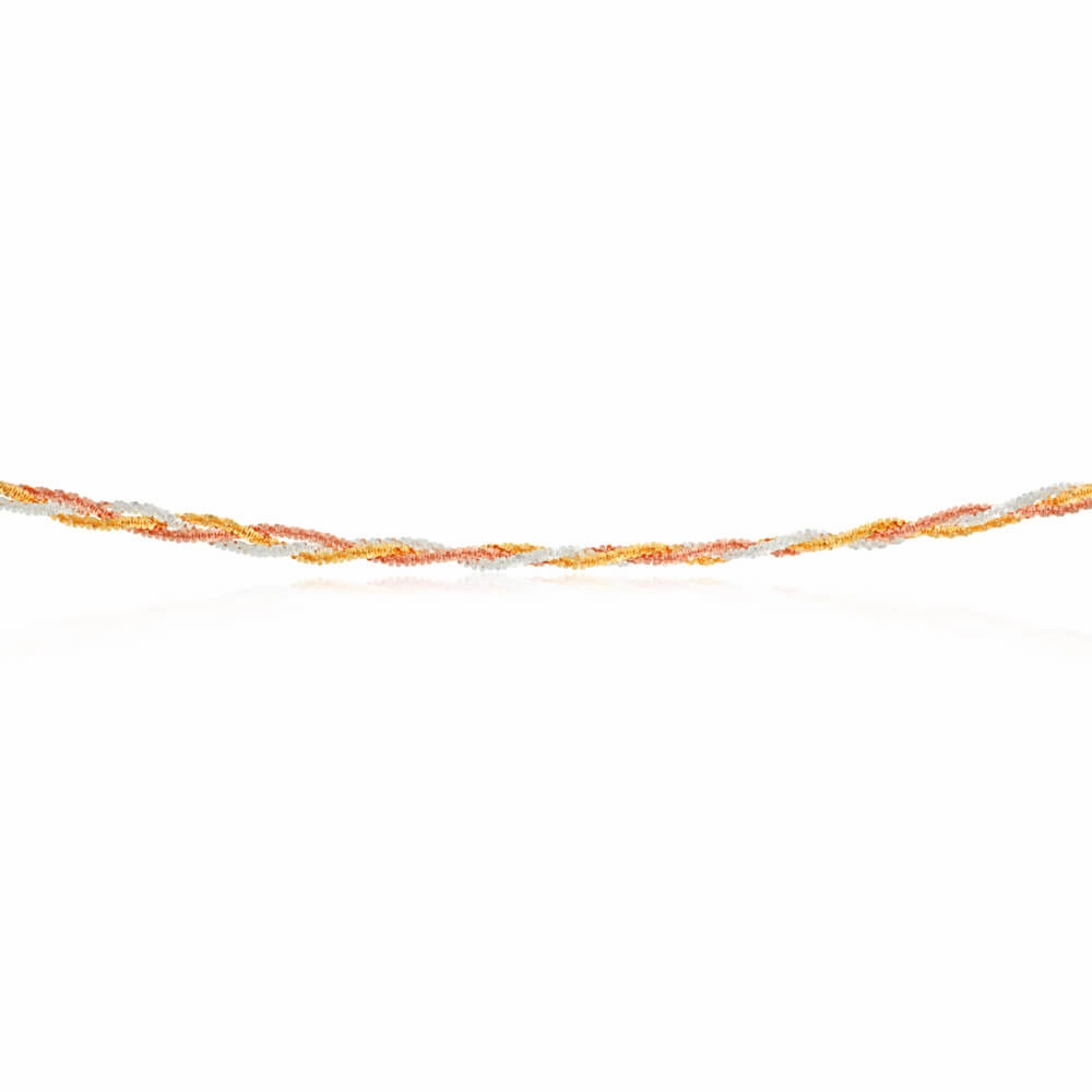 Three Tone Sterling Silver and Gold Plated Multi Strand 42cm Necklace