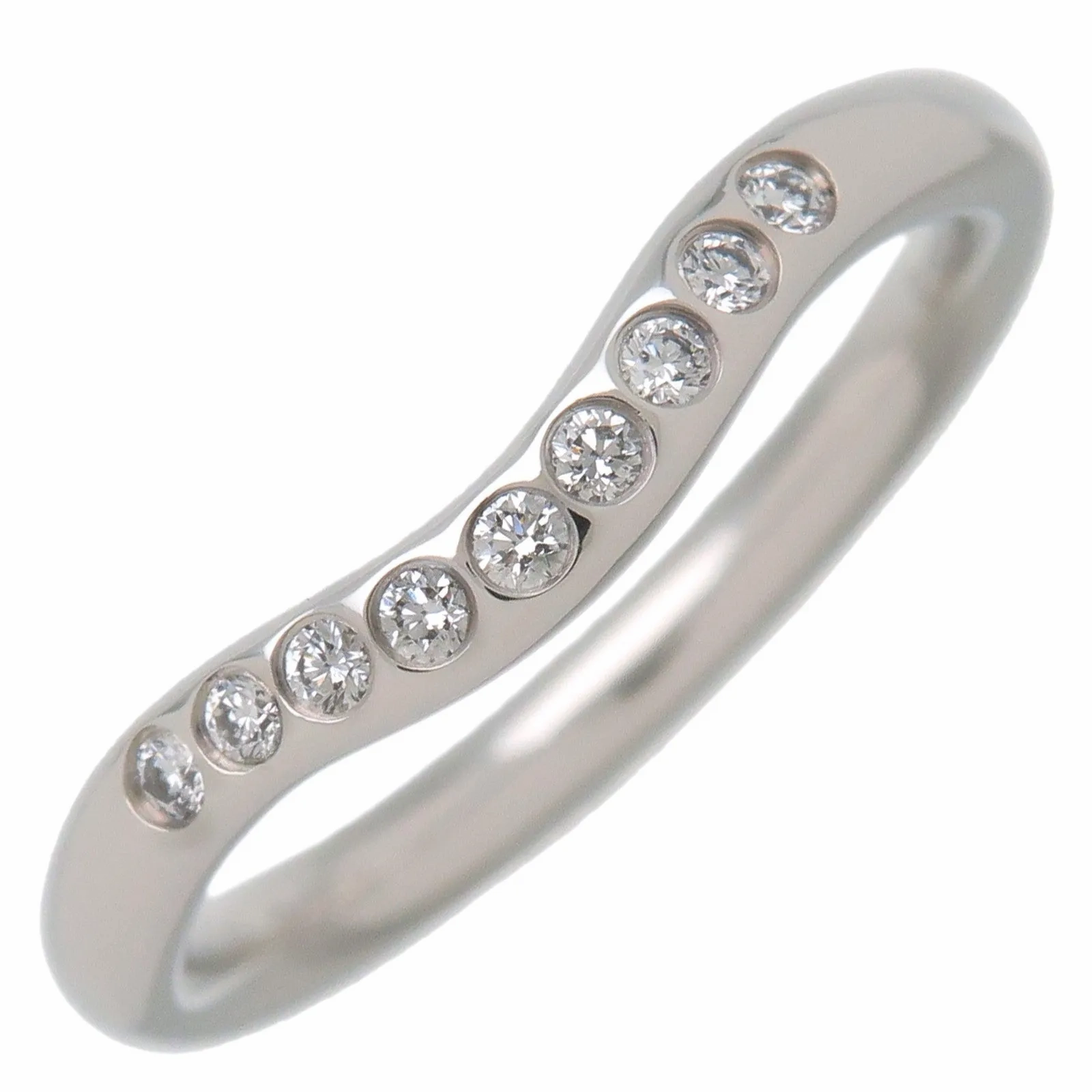 Tiffany&amp;Co. Carved Band Ring 9P Diamonds PT950 EU46.5 US3.5-4 HK8 Used