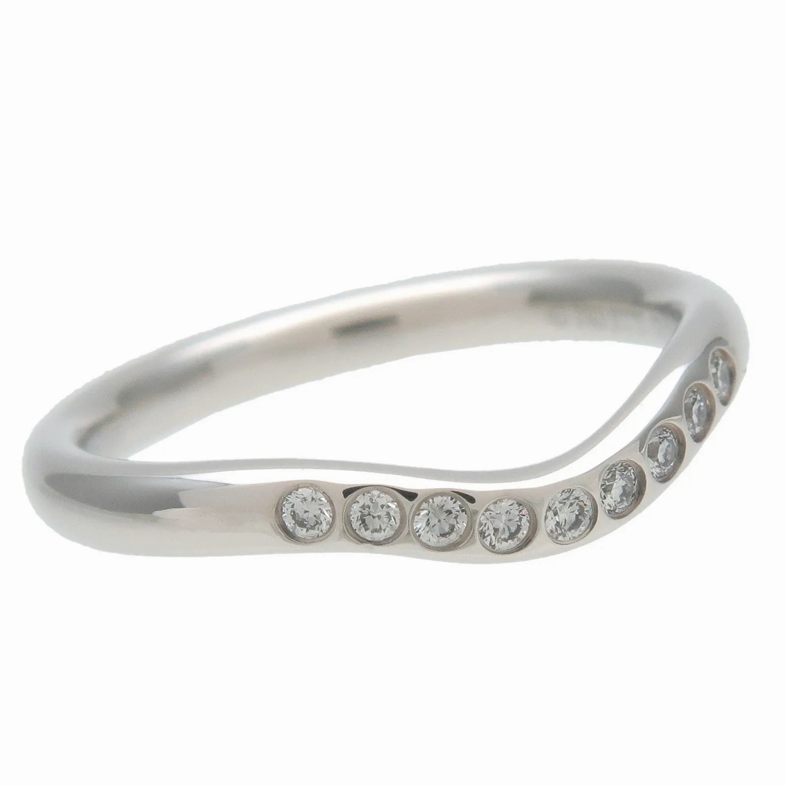 Tiffany&amp;Co. Carved Band Ring 9P Diamonds PT950 EU46.5 US3.5-4 HK8 Used