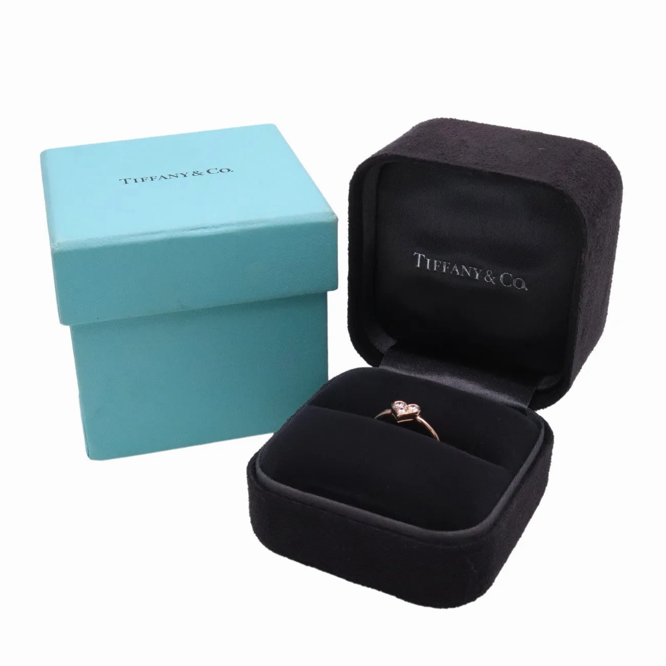Tiffany&amp;Co. Sentimental Heart 3P Diamond Ring K18 Rose Gold US6