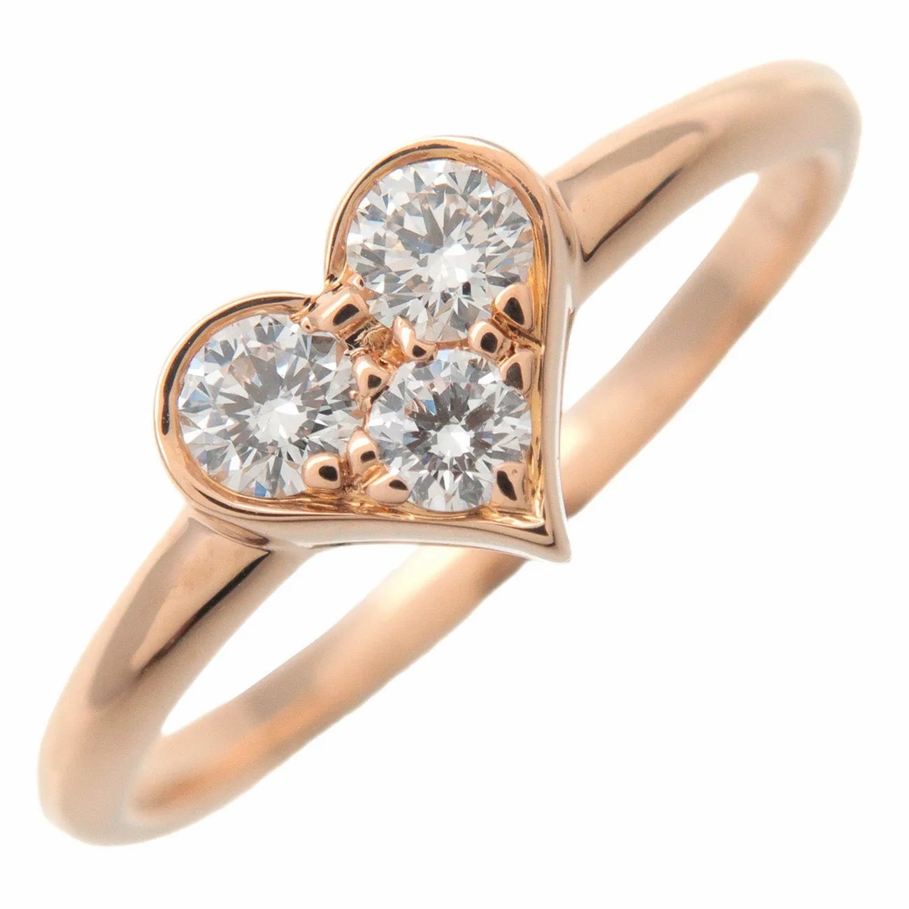 Tiffany&amp;Co. Sentimental Heart 3P Diamond Ring K18 Rose Gold US6