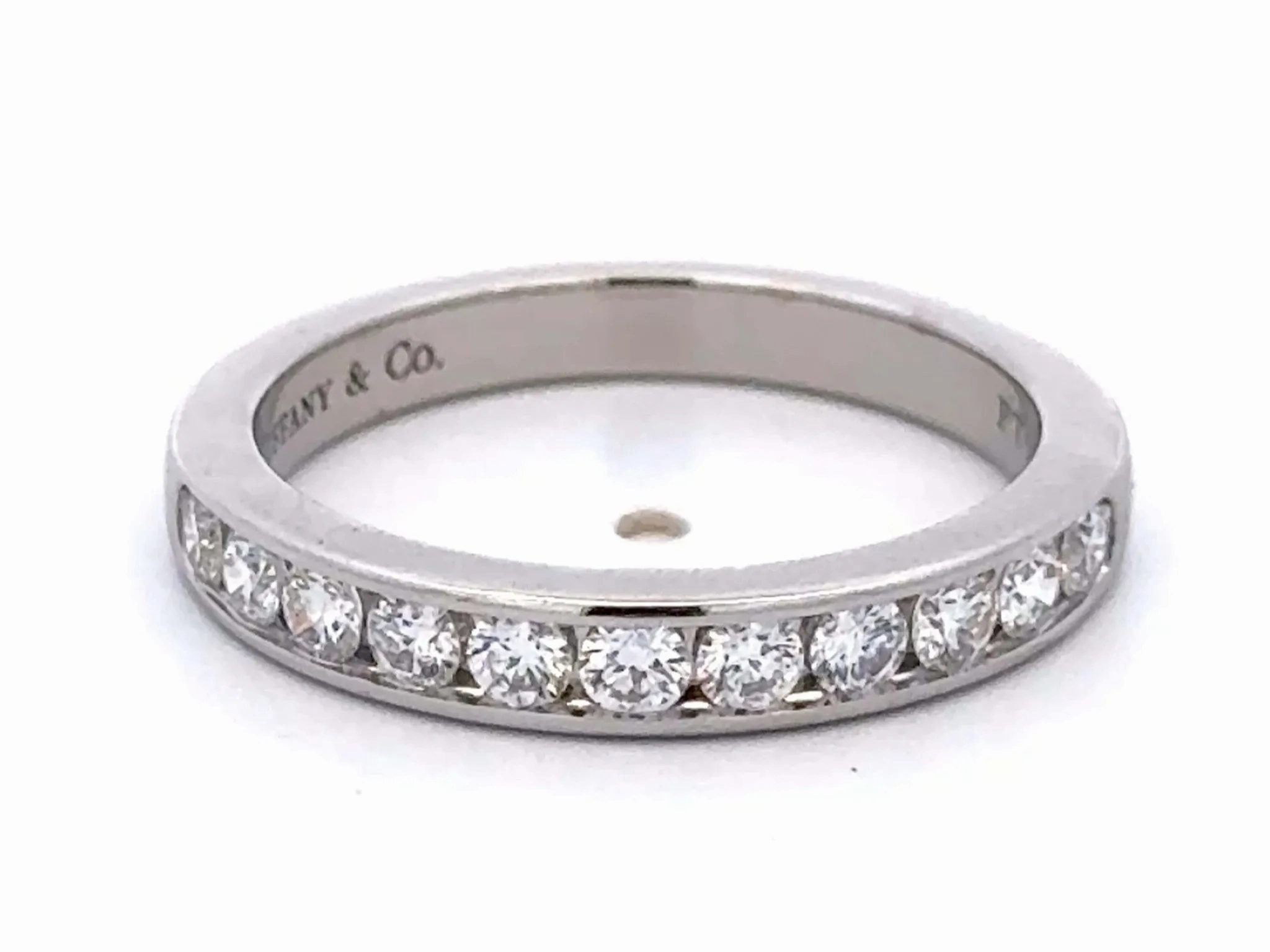 Tiffany &amp; Co. Wedding Band in Platinum with a Half-circle of Diamonds, 3 mm