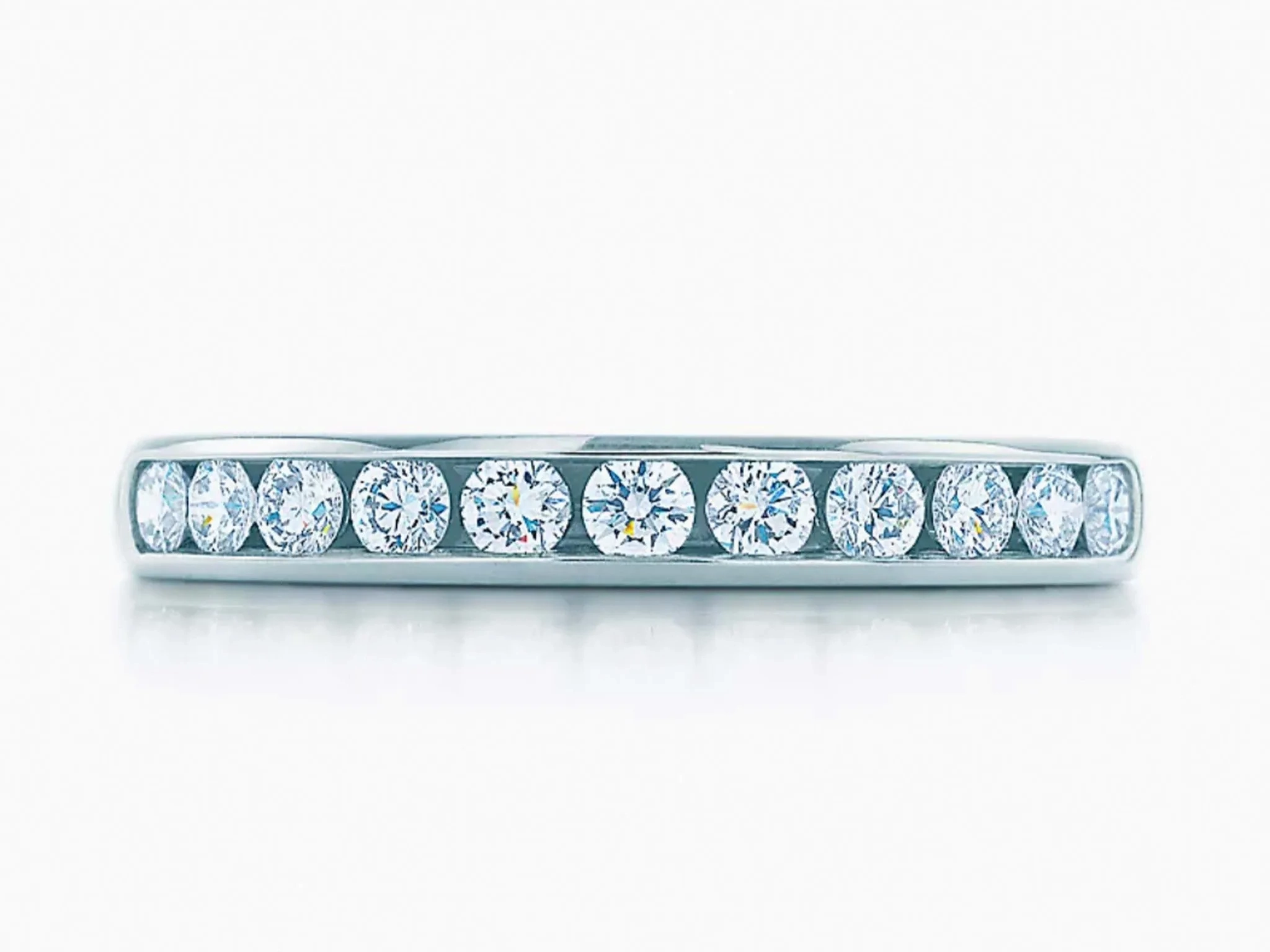 Tiffany &amp; Co. Wedding Band in Platinum with a Half-circle of Diamonds, 3 mm