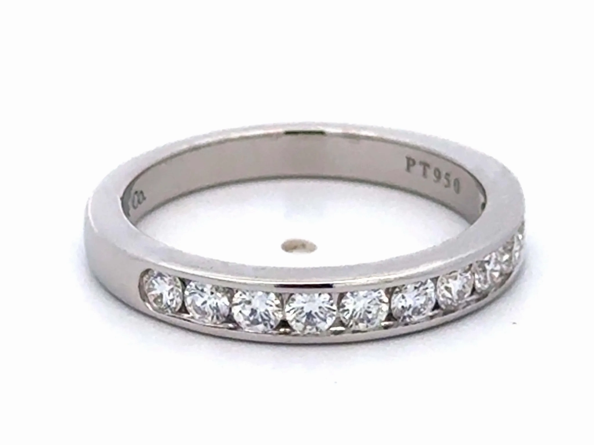 Tiffany &amp; Co. Wedding Band in Platinum with a Half-circle of Diamonds, 3 mm