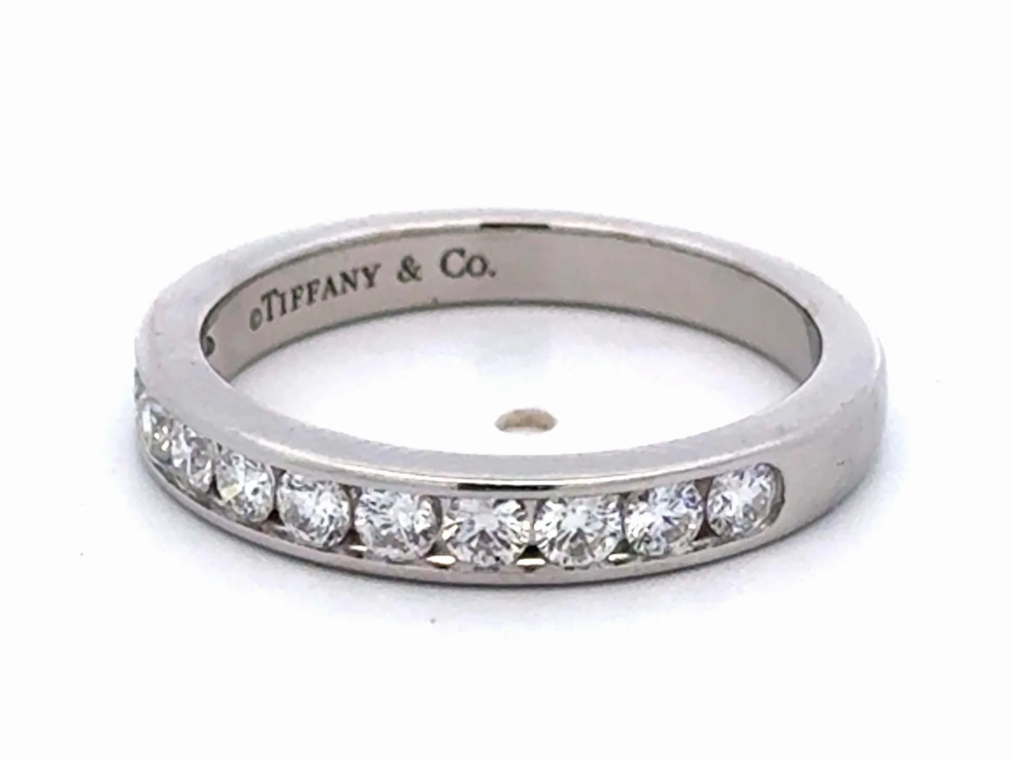 Tiffany &amp; Co. Wedding Band in Platinum with a Half-circle of Diamonds, 3 mm