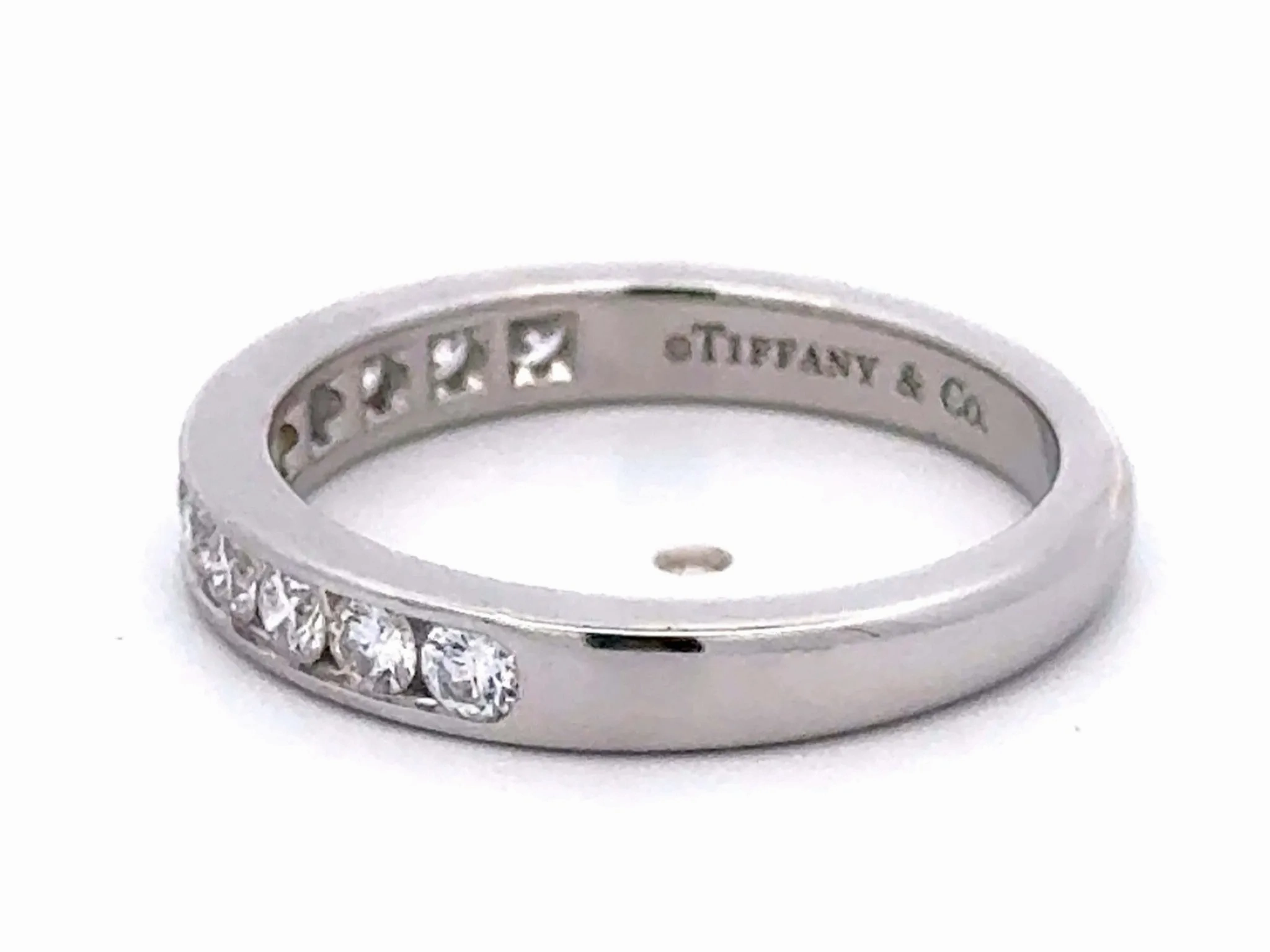 Tiffany &amp; Co. Wedding Band in Platinum with a Half-circle of Diamonds, 3 mm