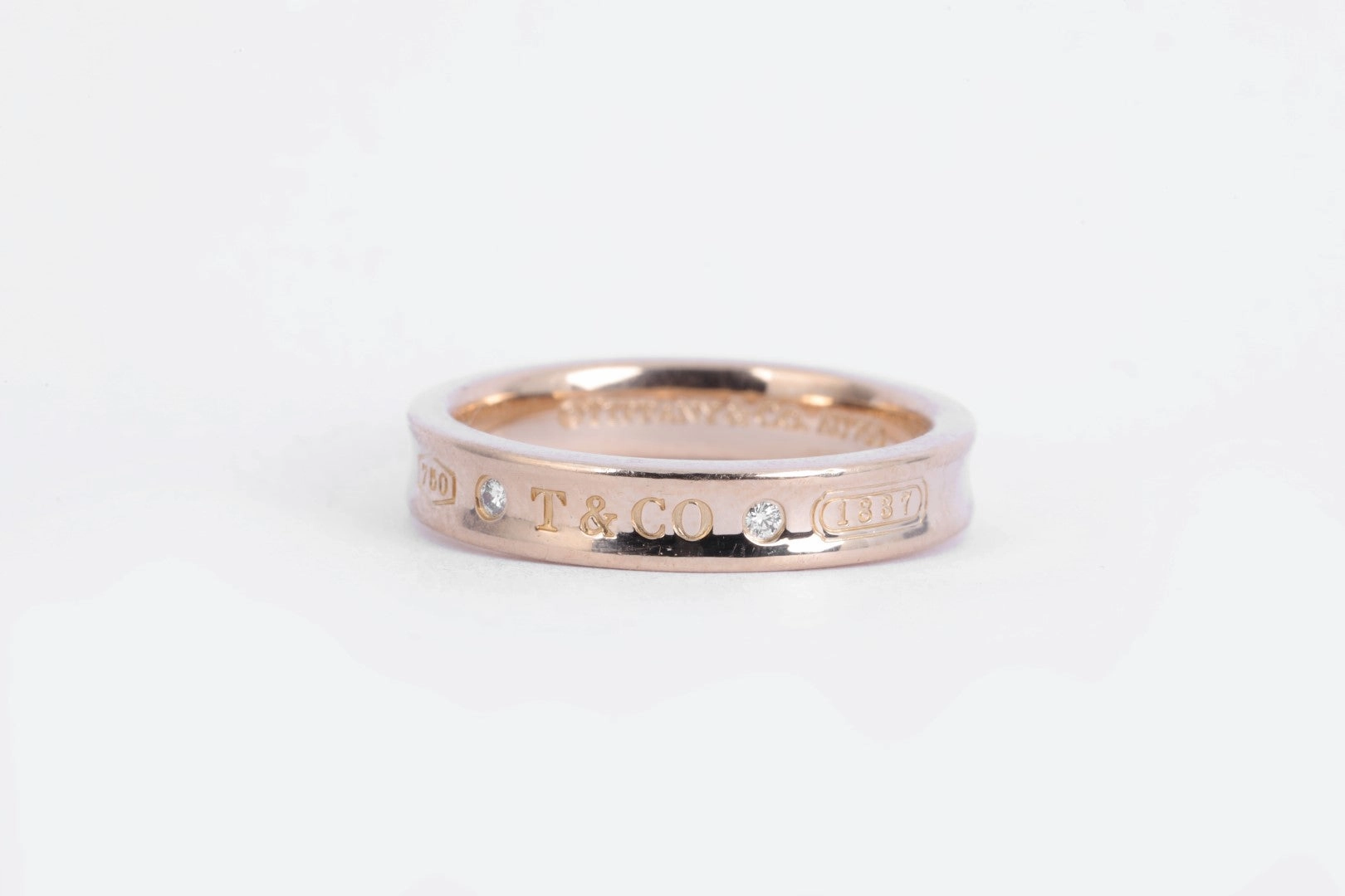 Tiffany & Co. 18k Rose Gold 0.02tcw Diamond Band Size 7.5 (6.30g.)