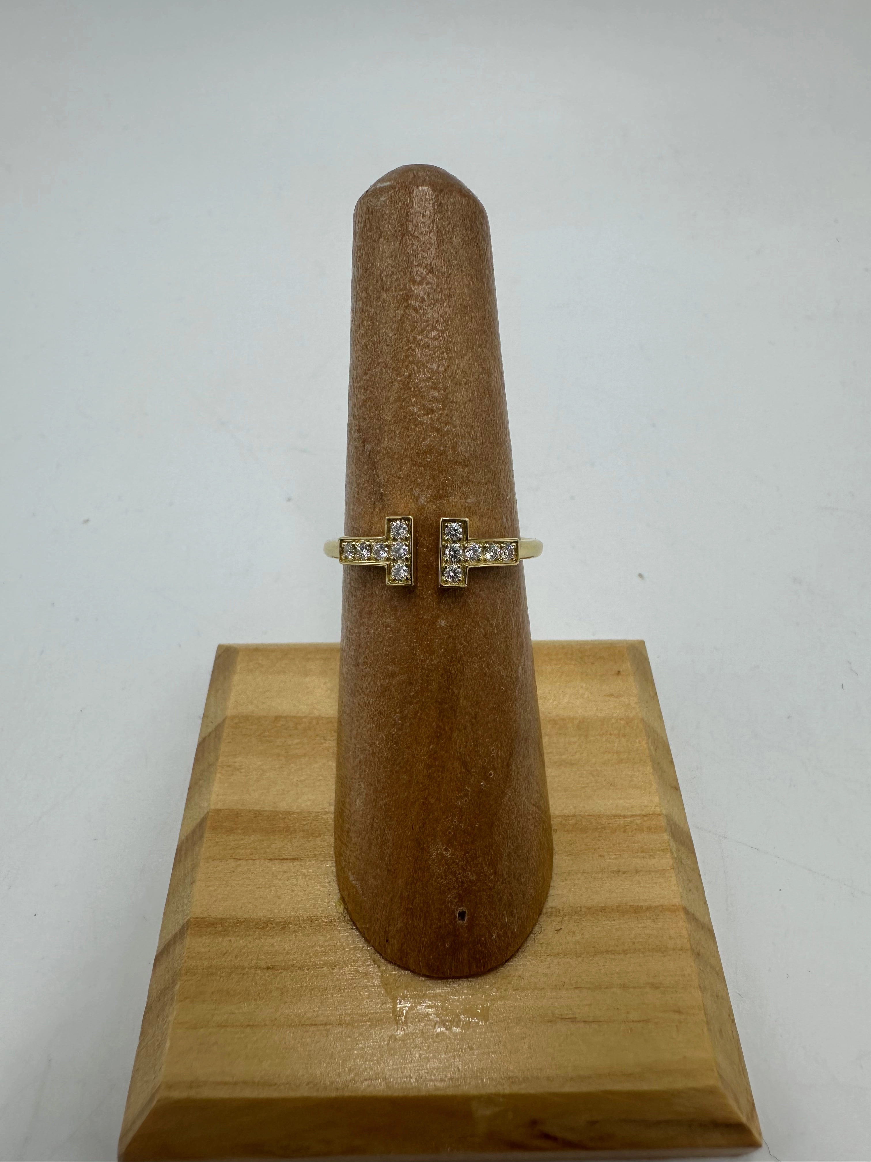 Tiffany & Company 18K T Wire Diamond Luxury Designer Ring, Size: 6.5