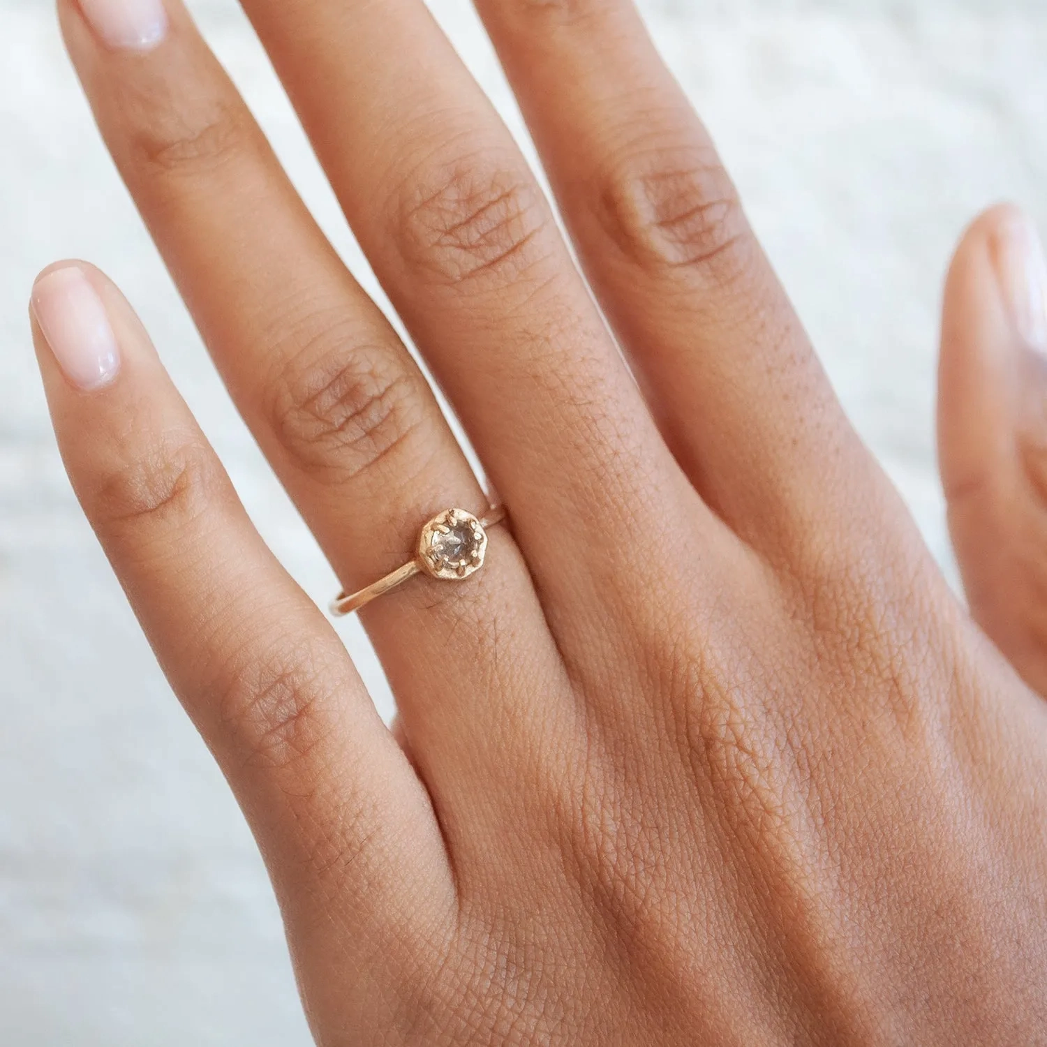 Tiny Champagne Quartz Ring