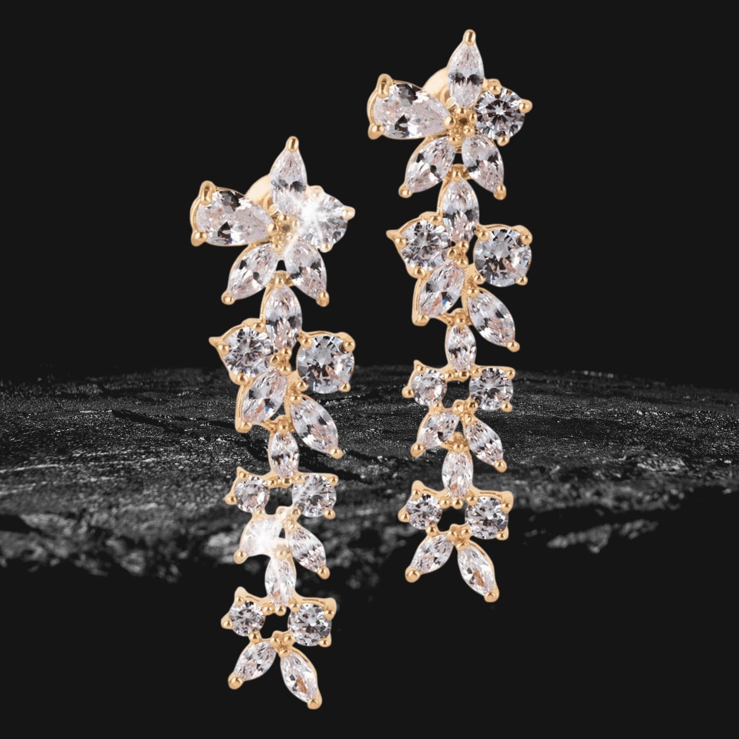 Vienna Floral Yellow Gold Earrings