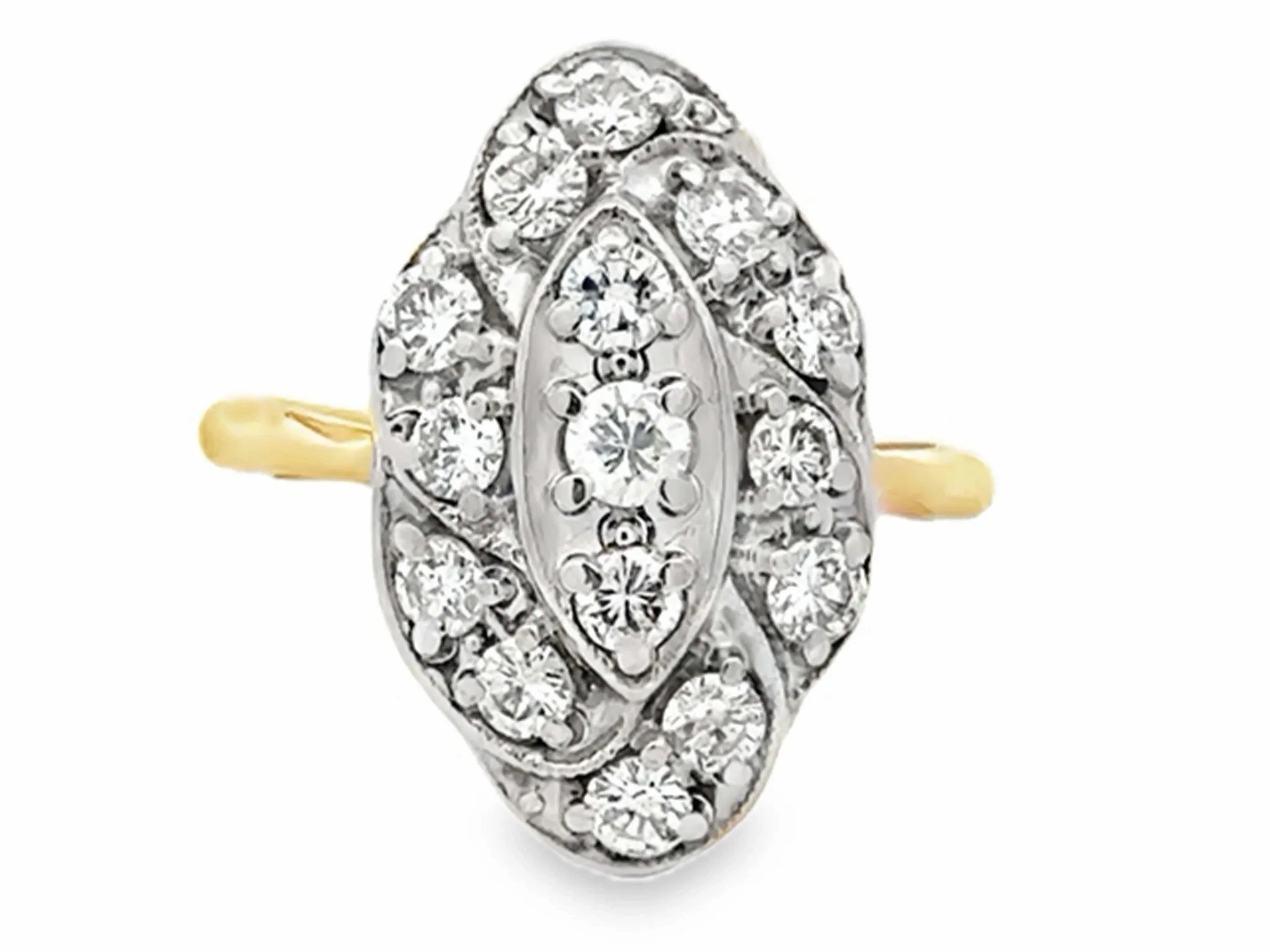 Vintage Diamond Ring 14k Yellow and White Gold