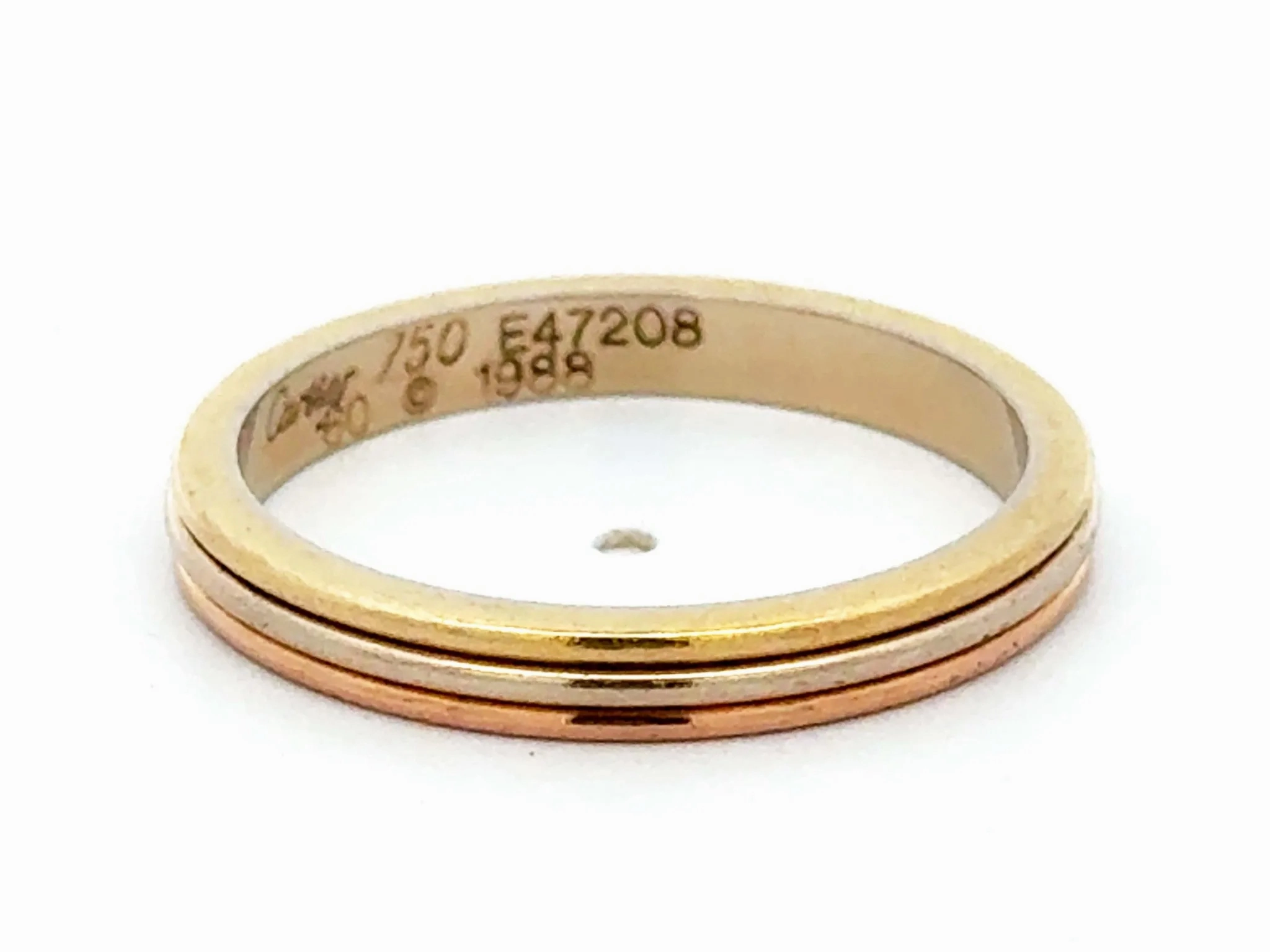 Vintage Vend?me Louis Cartier Trinity Wedding Band 18k Yellow White Rose Gold