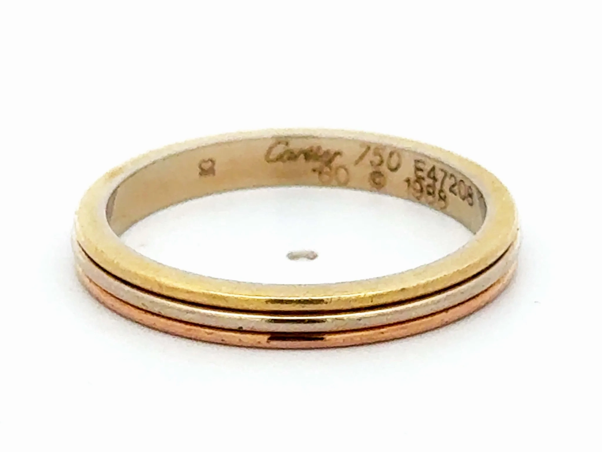 Vintage Vend?me Louis Cartier Trinity Wedding Band 18k Yellow White Rose Gold